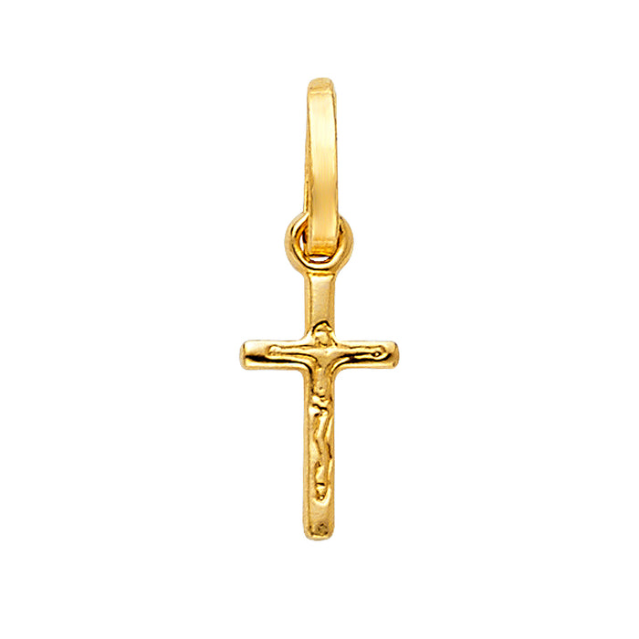 14k Yellow Gold MINI  Religious Crucifix Cross (13 x 8mm)