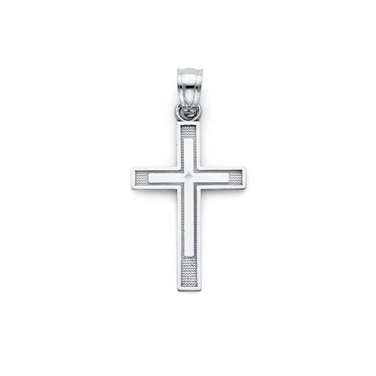 14k White Gold Small/Mini Religious Latin Cross Pendant (13 X 25mm)
