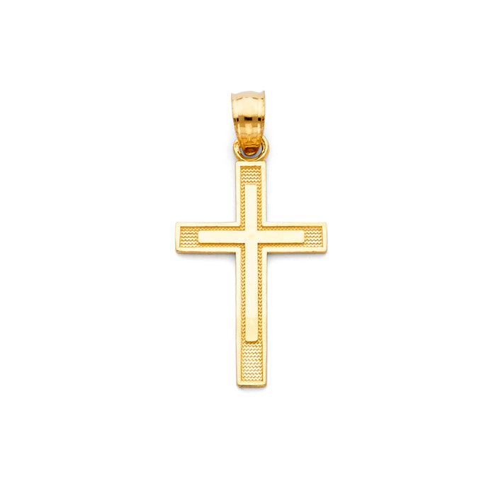 14k Yellow Gold Small/Mini Religious Latin Cross Pendant (13 X 25mm)