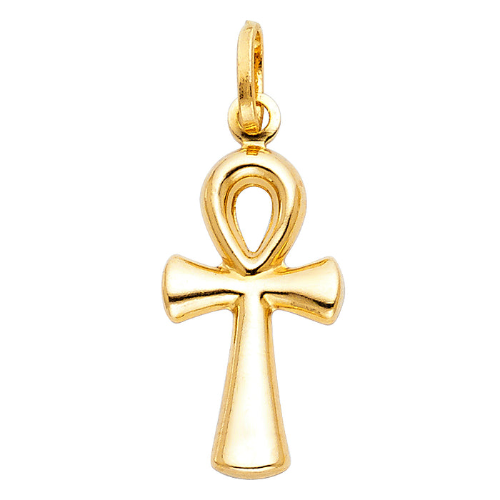 14k Yellow Gold Small Ankh Cross (Egyptian Symbol for Life) Charm Pendant (12 X 30mm)