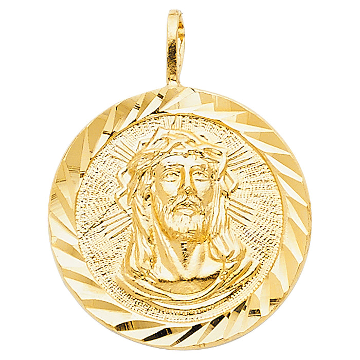 14k Yellow Gold Jesus Christ Stamp Charm Pendant  (20mm x 20mm)
