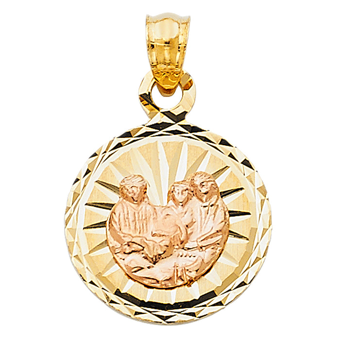 14K Two-tone Gold Baptism Stamp Charm Pendant  (15mm x 15mm)