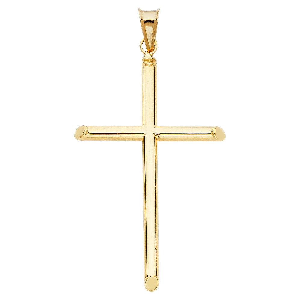 14k Yellow Gold Religious Hollow Round Tubular Cross (25 X 50mm)