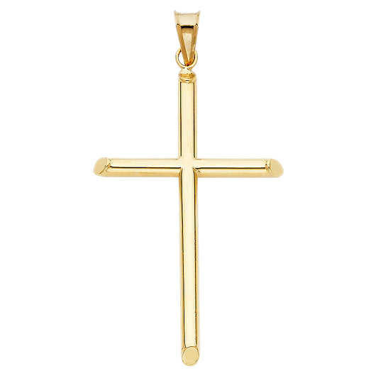 14k Yellow Gold Religious Hollow Round Tubular Cross (25 X 50mm)