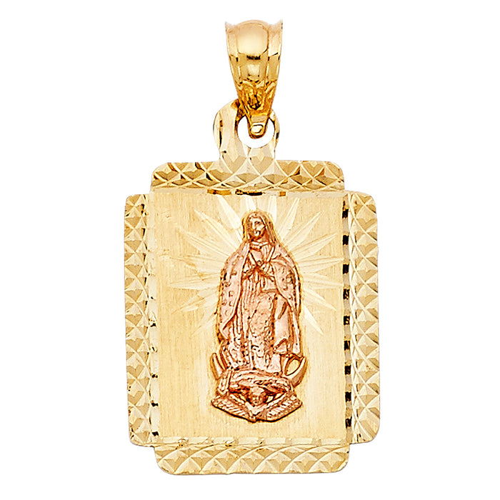 14K Two-tone Gold Our Lady Of Guadalupe Charm Pendant  (20mm x 16mm)