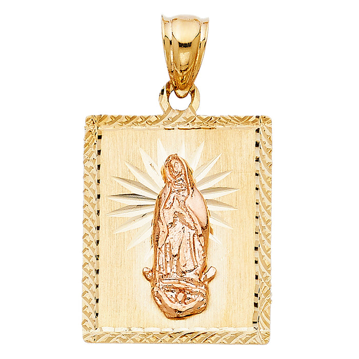 14K Two-tone Gold Our Lady Of Guadalupe Charm Pendant  (25mm x 21mm)