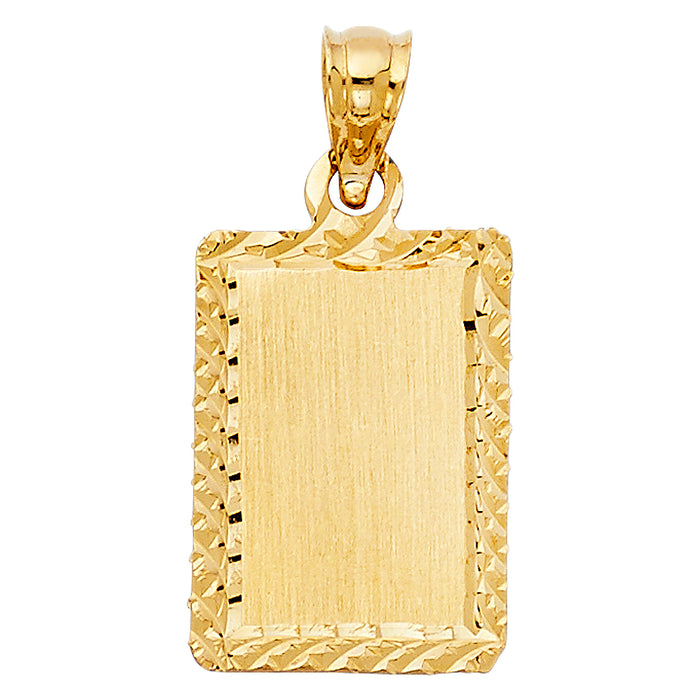 14k Yellow Gold Plain Stamp Charm Pendant  (18mm x 13mm)