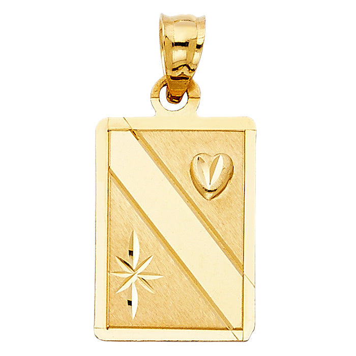 14k Yellow Gold Religious Stamp Charm Pendant  (18mm x 13mm)