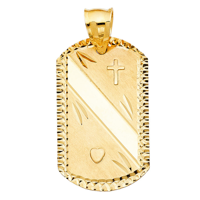 14k Yellow Gold Religious Stamp Charm Pendant  (36mm x 22mm)