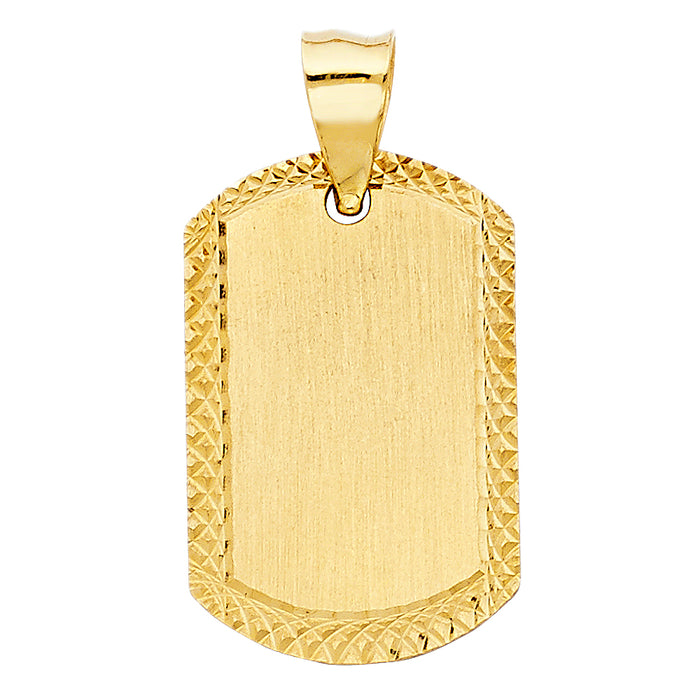 14k Yellow Gold Plain Stamp Charm Pendant  (25mm x 17mm)