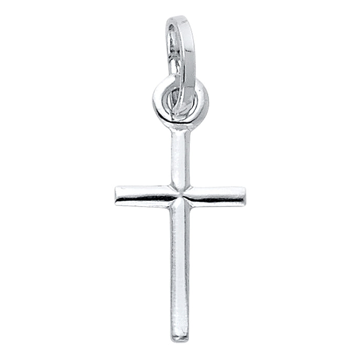 14k White Gold Small/Mini Religious Solid Latin Cross (10 X 25mm)