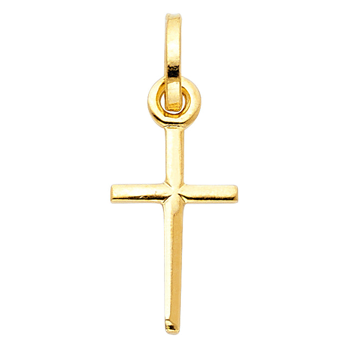 14k Yellow Gold Small/Mini Religious Solid Latin Cross (10 X 25mm)