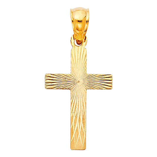 14k Yellow Gold Small/Mini Religious Cross Stamp Charm Pendant  (20mm x 13mm)