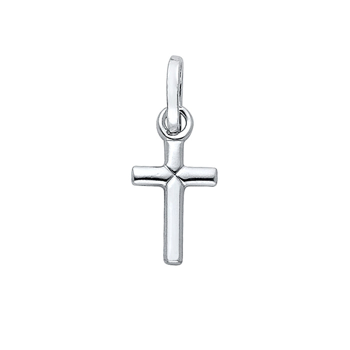 14k White Gold Small/Mini Religious Solid Latin Cross (8 X 20mm)