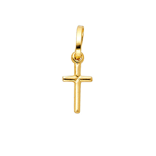 14k Yellow Gold Small/Mini Religious Solid Latin Cross (6 X 18mm)