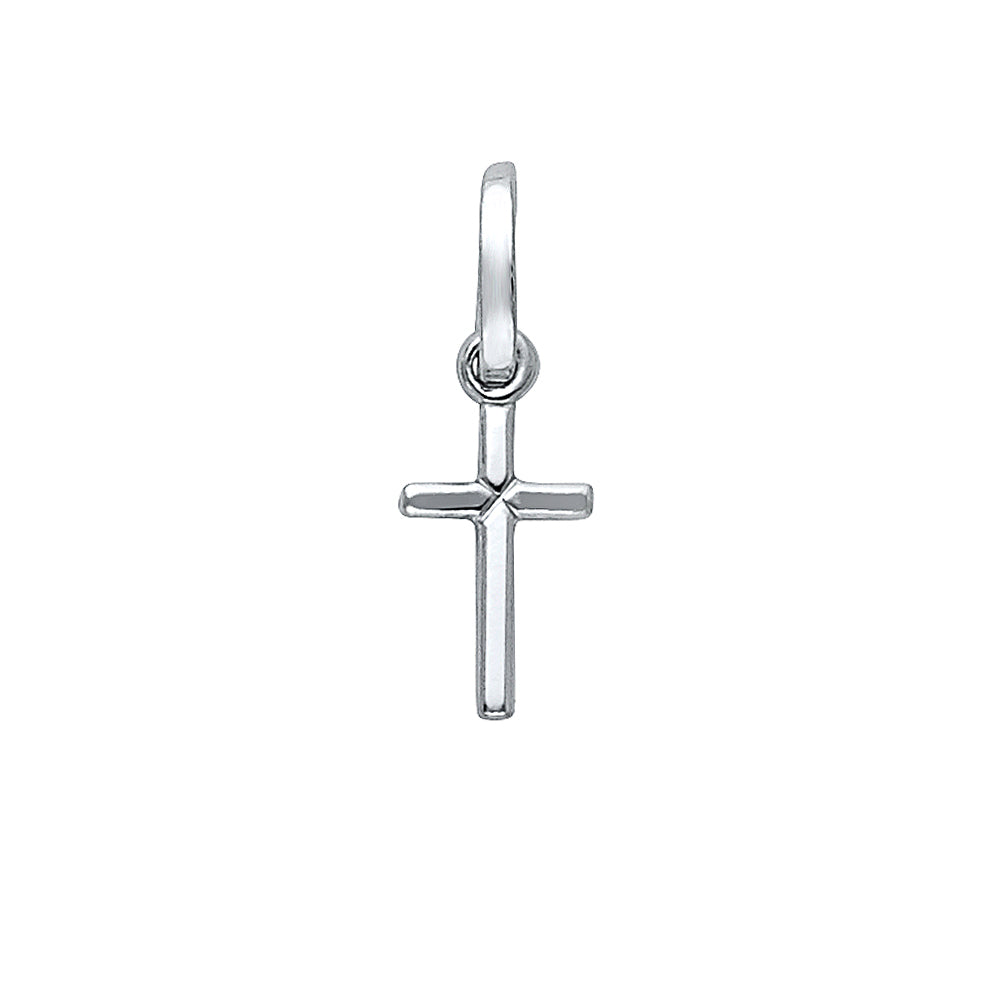 14k White Gold Small/Mini Religious Solid Latin Cross (6 X 18mm)