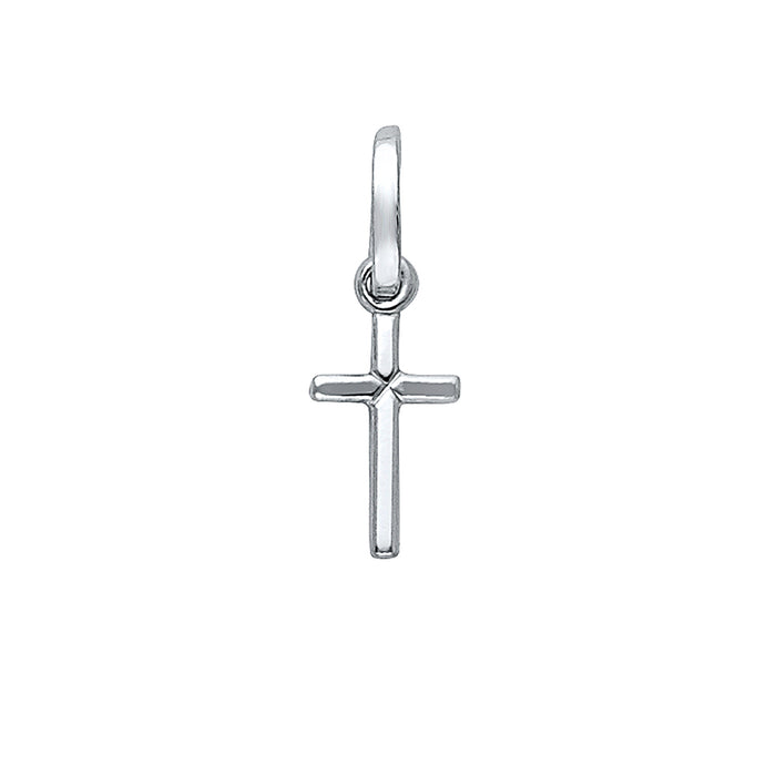 14k White Gold Small/Mini Religious Solid Latin Cross (6 X 18mm)