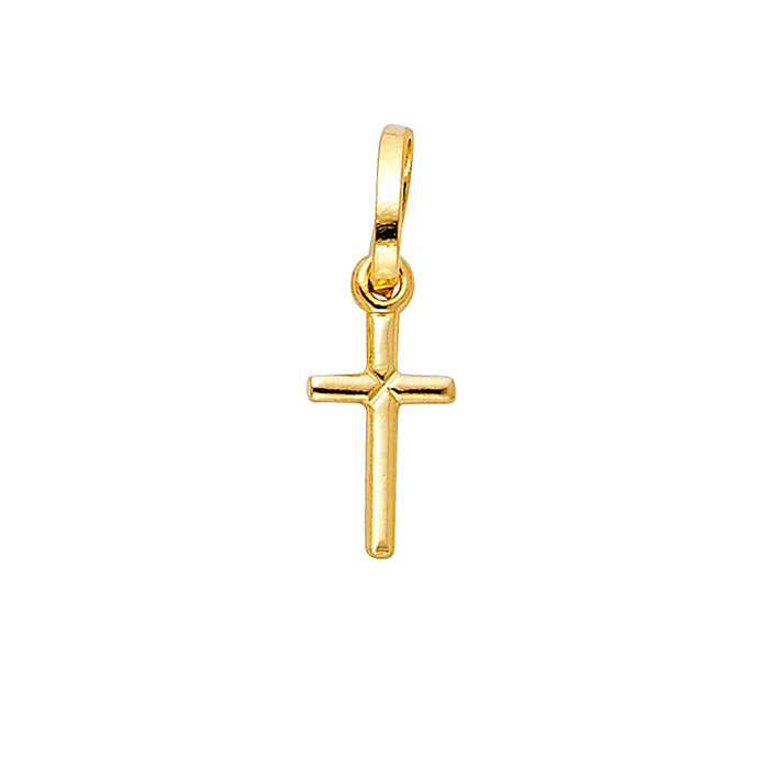 14k Yellow Gold Small/Mini Religious Solid Latin Cross (6 X 18mm)