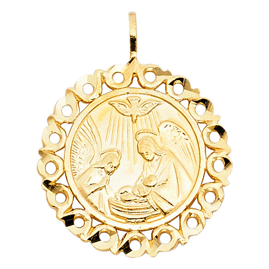 14k Yellow Gold Baptism Charm Pendant  (20mm x 20mm)
