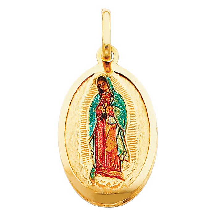 14k Yellow Gold Virgen De Guadalupe Picture Pendant (26 x 18mm)
