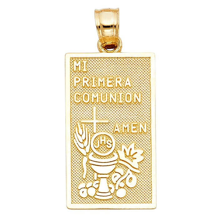 14k Yellow Gold Communion Charm Pendant  (24mm x 14mm)