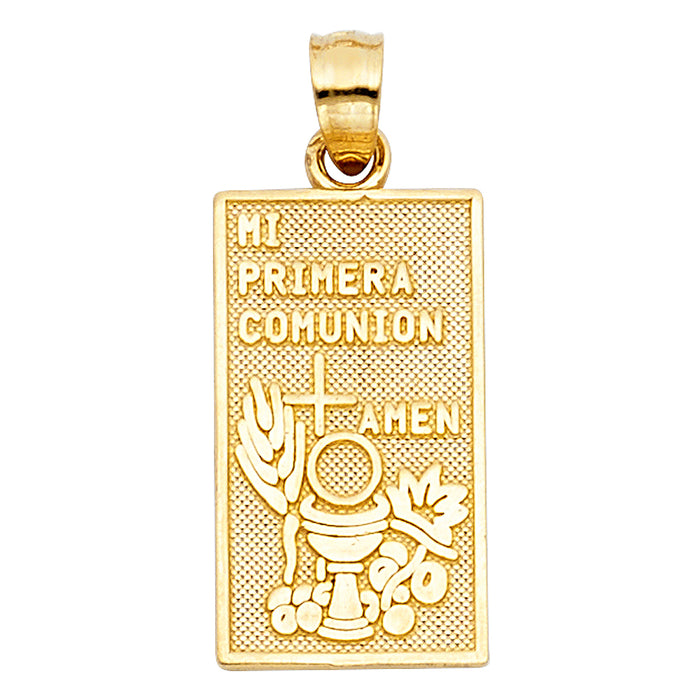 14k Yellow Gold Communion Charm Pendant  (19mm x 10mm)