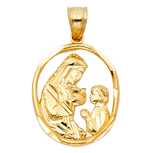 14k Yellow Gold Communion Charm Pendant  (20mm x 17mm)