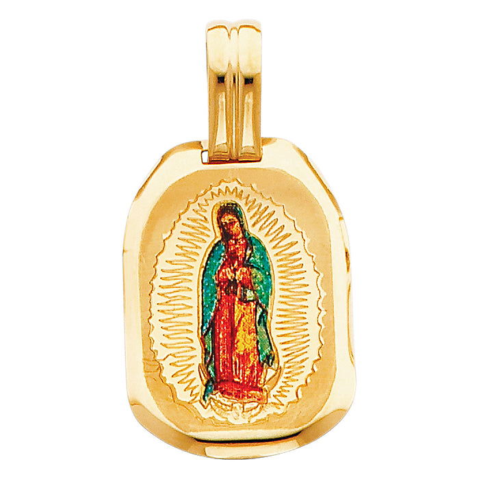 14k Yellow Gold Virgen De Guadalupe Picture Pendant (23 x 18mm)