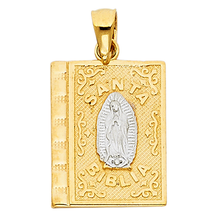 14K Two-tone Gold Religious Bible Cover In Spanish (16mm x 13mm)
