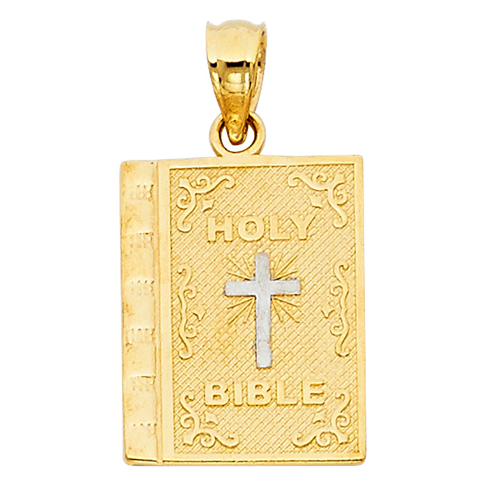 14K Two-tone Gold Religious Bible Cover In English (16mm x 17mm)