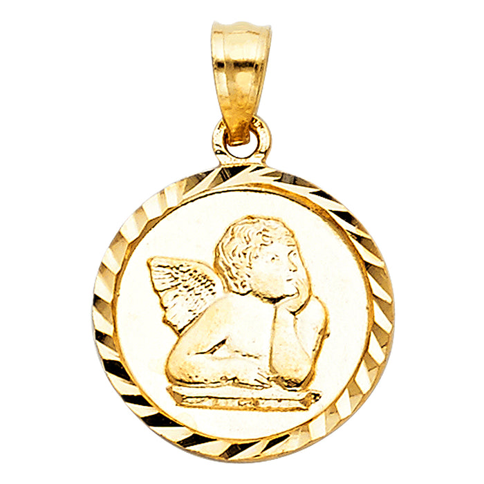 14k Yellow Gold Angel Charm Pendant  (15mm x 15mm)