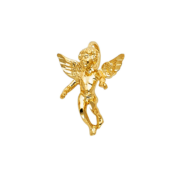 14k Yellow Gold Small/Mini Angel Charm Pendant  (17mm x 12mm)