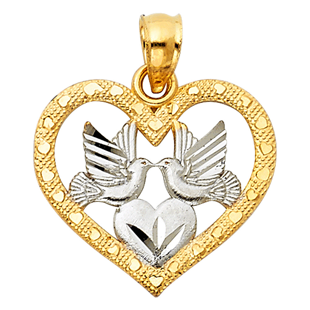 14K Two-tone Gold Small/Mini Religious Charm Pendant  (16mm x 18mm)