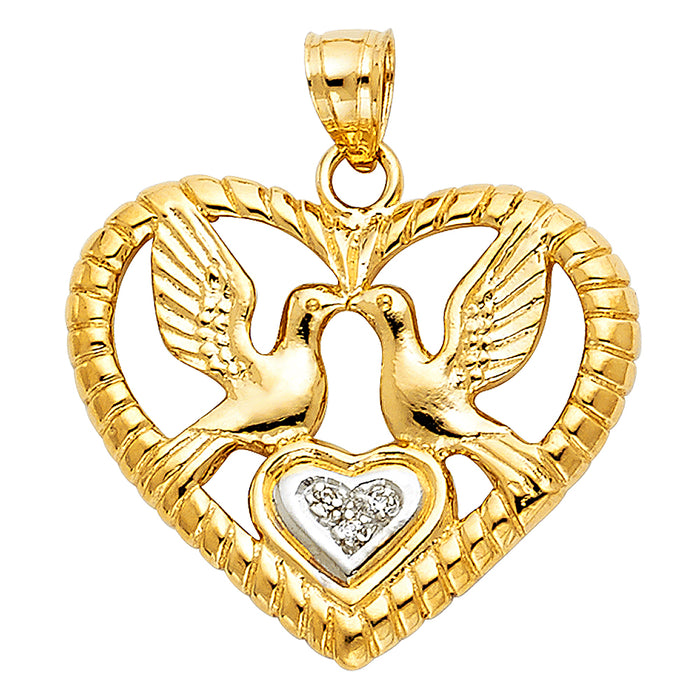 14K Two-tone Gold Religious Charm Pendant  (23mm x 26mm)