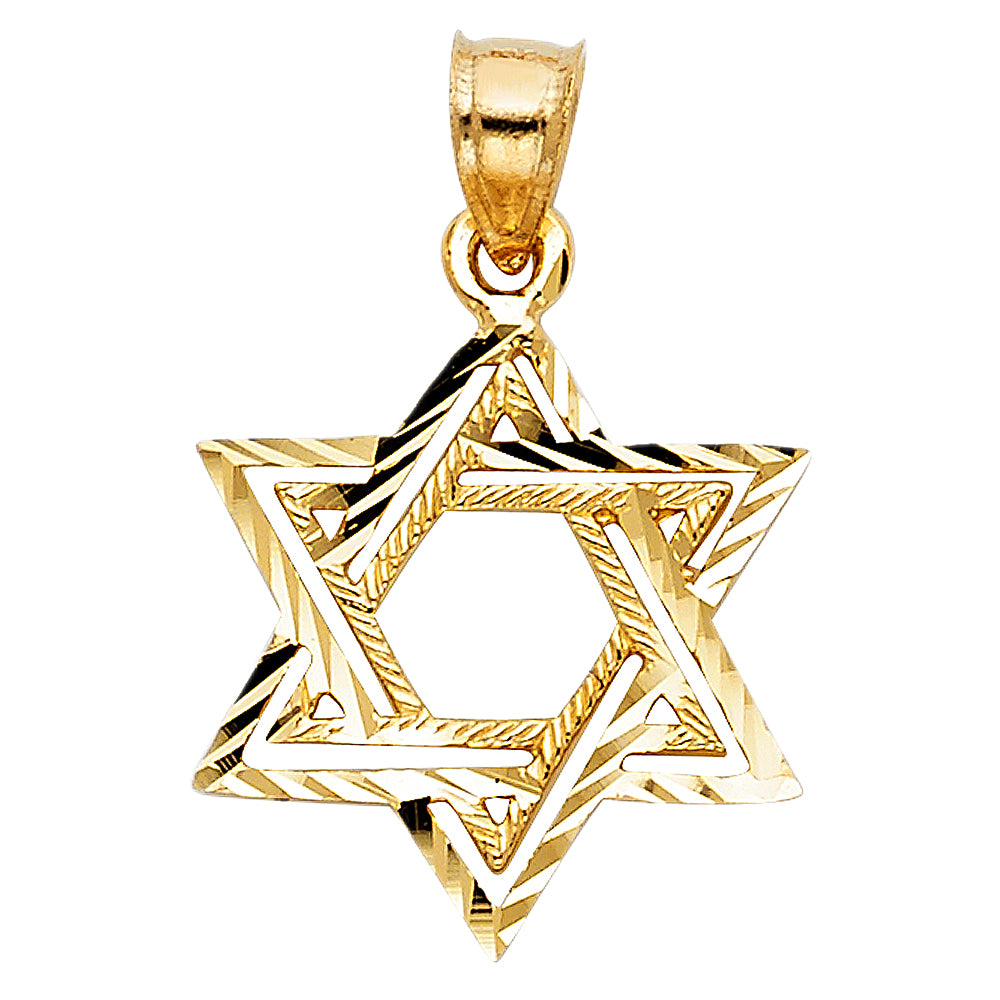 14k Yellow Gold Small/Mini Star Of David Charm Pendant  (19mm x 18mm)