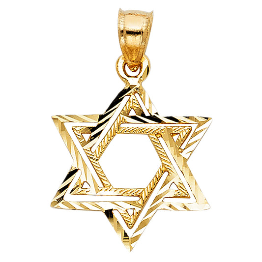 14k Yellow Gold Small/Mini Star Of David Charm Pendant  (19mm x 18mm)