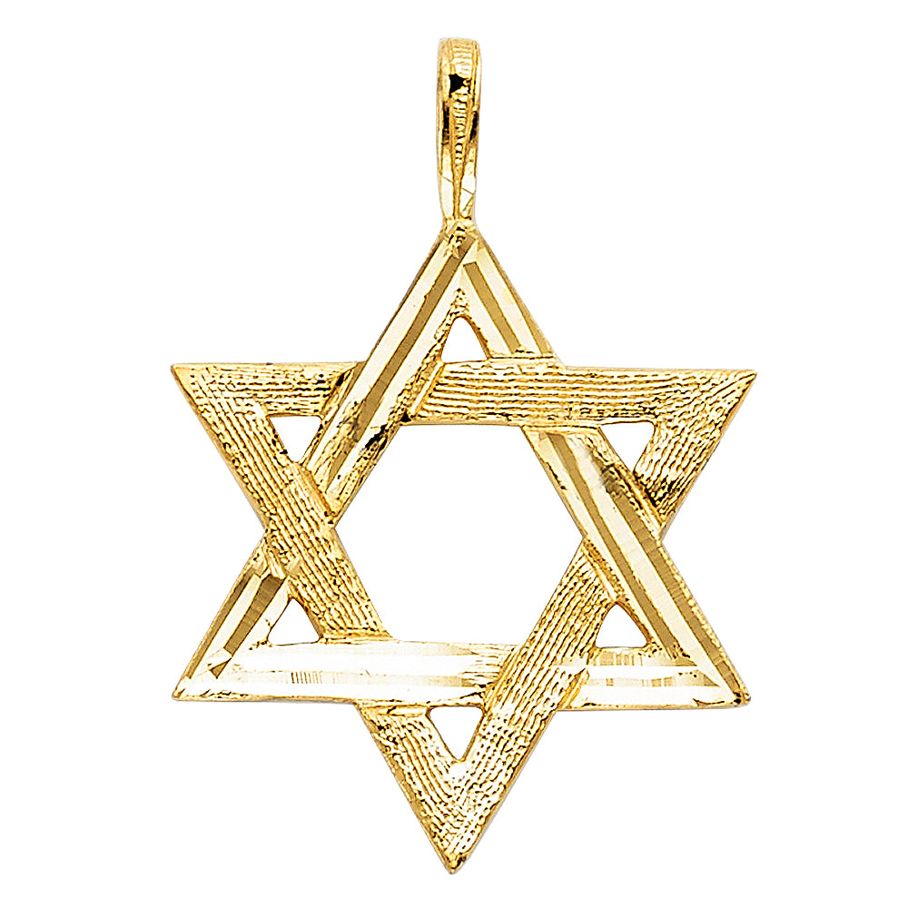 14k Yellow Gold Star Of David Charm Pendant  (25mm x 22mm)