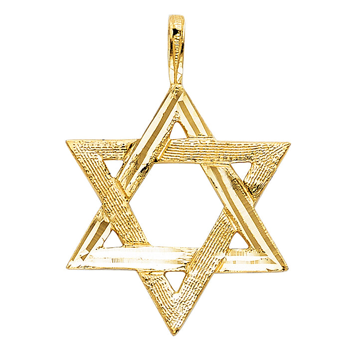 14k Yellow Gold Star Of David Charm Pendant  (25mm x 22mm)