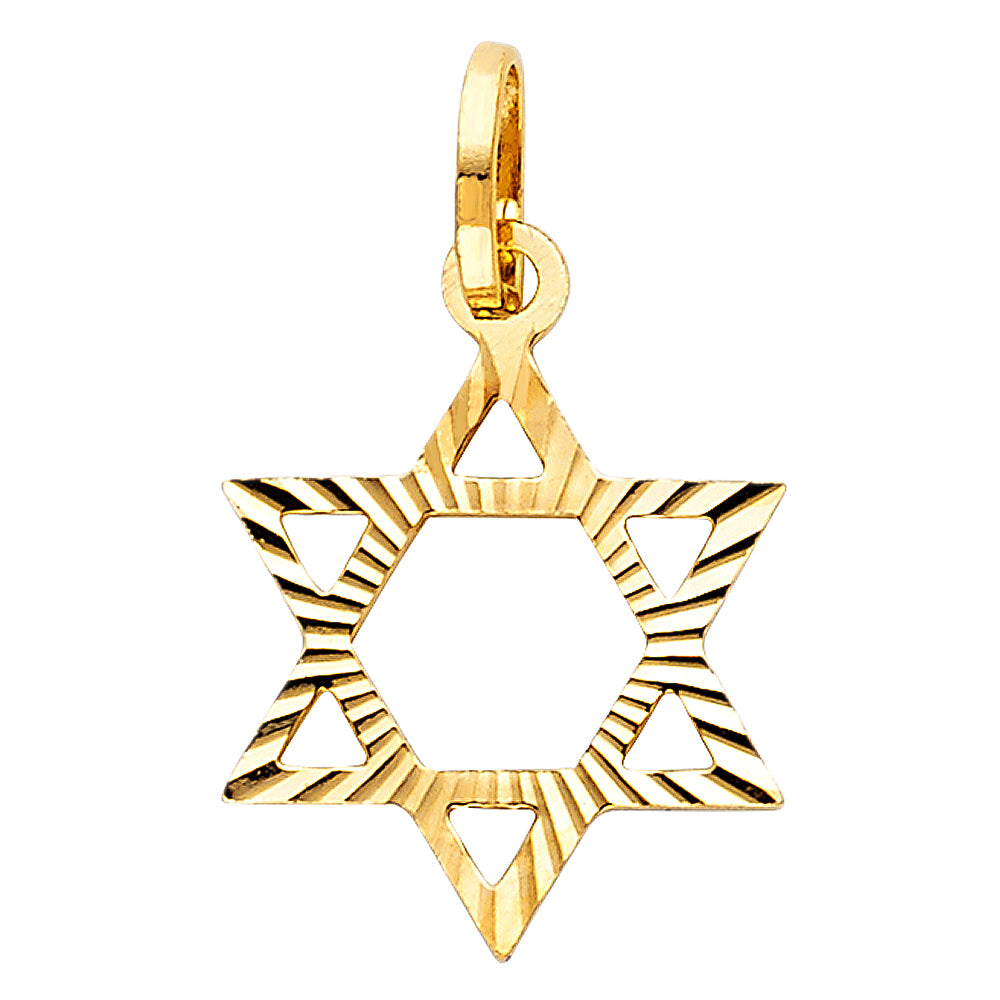 14k Yellow Gold Small/Mini Star Of David Charm Pendant  (17mm x 15mm)