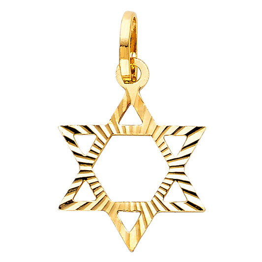 14k Yellow Gold Small/Mini Star Of David Charm Pendant  (17mm x 15mm)