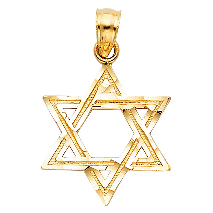 14k Yellow Gold Small/Mini Star Of David Charm Pendant  (17mm x 15mm)