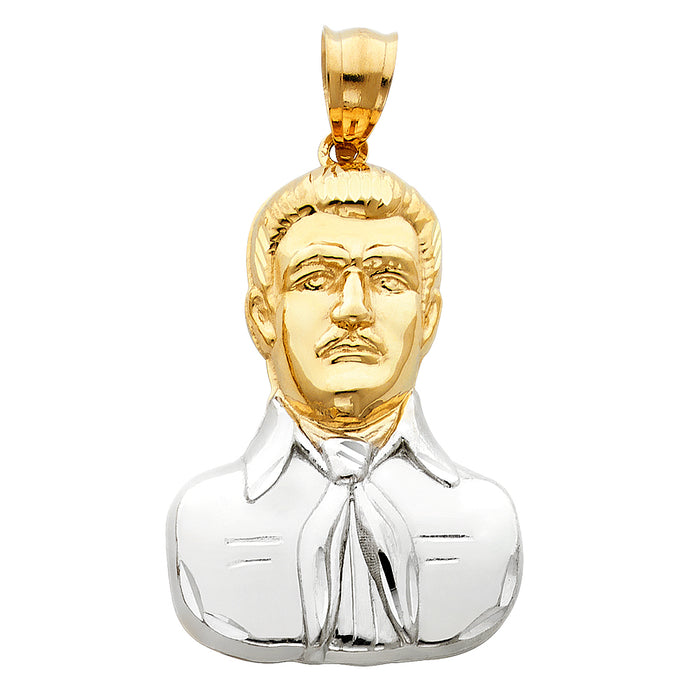 14K Two-tone Gold Large Malverd e Sinaloa Charm Pendant  (36mm x 26mm)