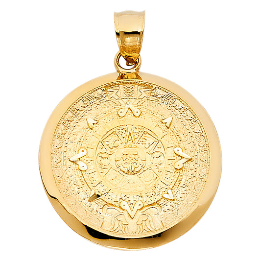 14k Yellow Gold Calendario Azteca Charm Pendant  (27mm x 27mm)