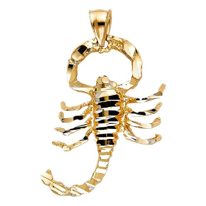 14k Yellow Gold Large Scorpion Charm Pendant  (40mm x 30mm)