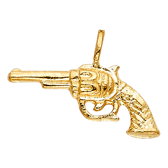 14k Yellow Gold Pistol Gun Small/Mini Charm Pendant  (10mm x 21mm)