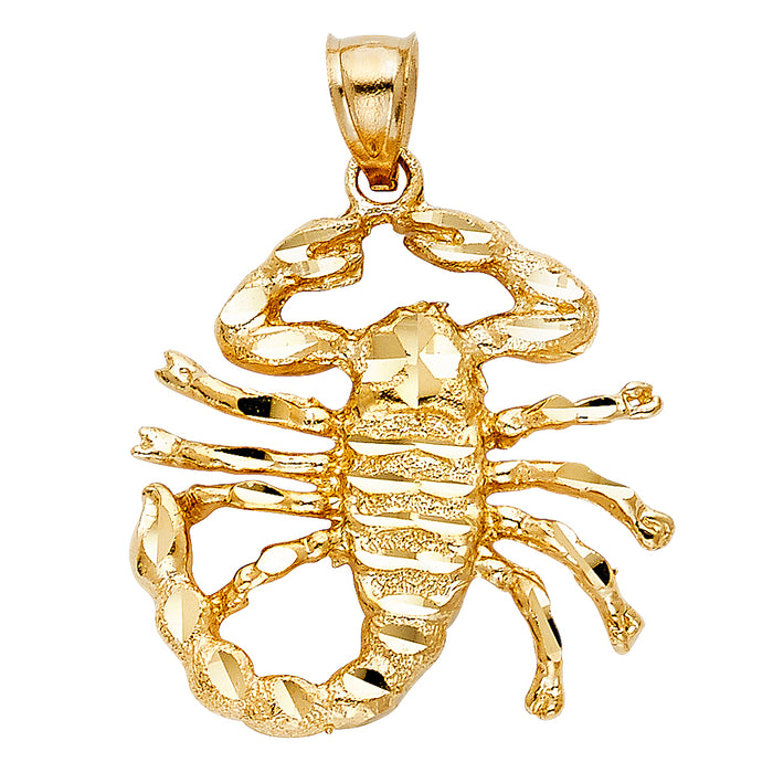 14k Yellow Gold Large Scorpion Charm Pendant  (28mm x 29mm)