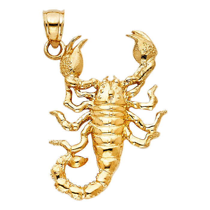 14k Yellow Gold Scorpion Charm Pendant  (30mm x 20mm)