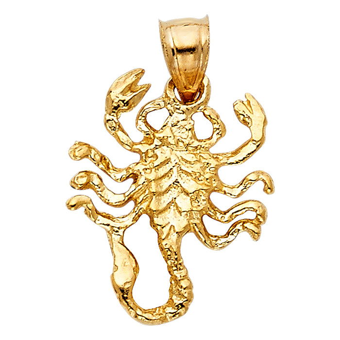 14k Yellow Gold Scorpion Charm Pendant  (20mm x 15mm)