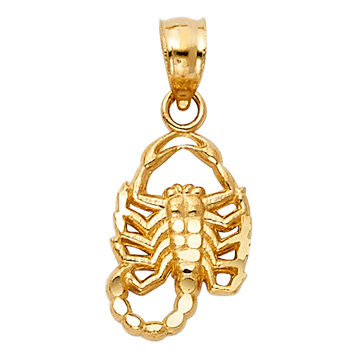 14k Yellow Gold Small/Mini Scorpion Charm Pendant  (13mm x 9mm)