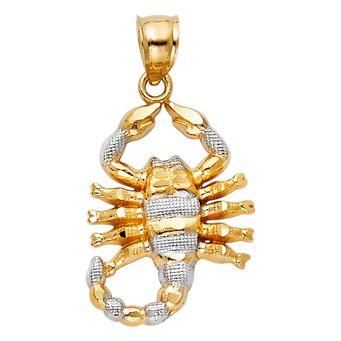 14K Two-tone Gold Scorpion Charm Pendant  (21mm x 15mm)